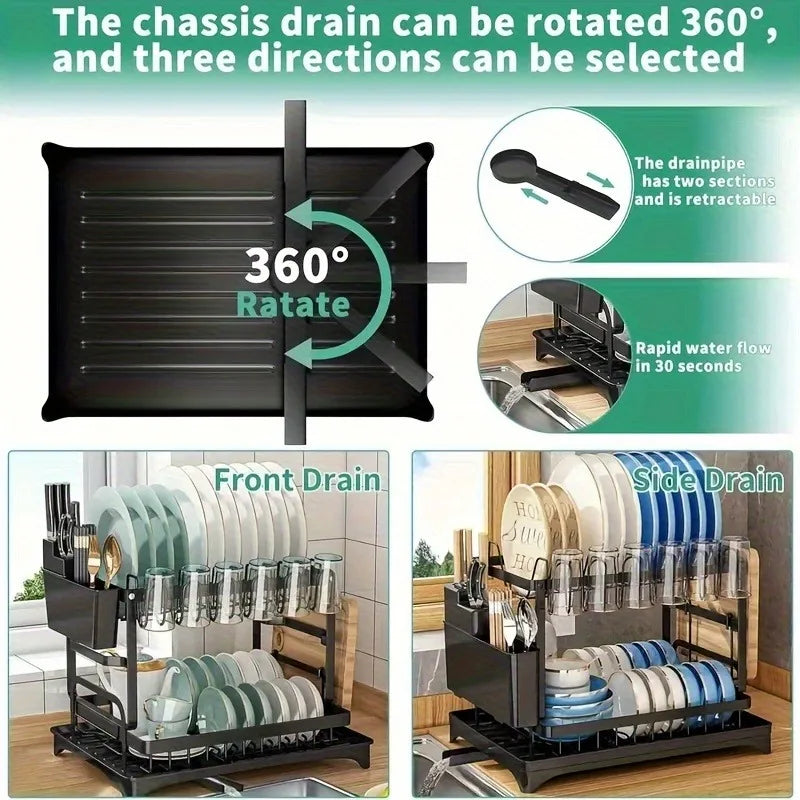 Heavy-Duty Plastic Sink Base with Drain Board - Clog-Resistant Drain System & Dish Drying Rack, Under-Sink Storage Organizer
