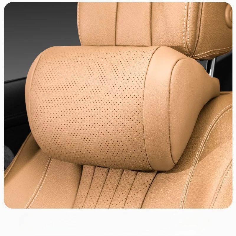 sk2026 New Luxury Nappa Car Headrest Ultra Soft Ergo-Designed Neck Support Hole-Punching Breathable All-Season Zero Pressure Fluffy Neck Support Easy Install Most Vehiclesa