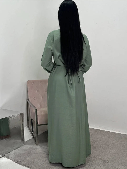 Eid Women Dress Muslim Solid Modest Abaya Dubai Vestidos Largos Long Dresses Kaftan Arab Robe Party Caftan Jalabiya Ramadan 2025