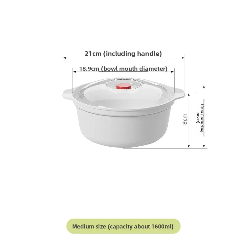 Microwavable Heating Bowl Plastic Food Grade BPA Free Cookware Kitchen Supplies Suitable for Boys and Girls Dishwasher Safe