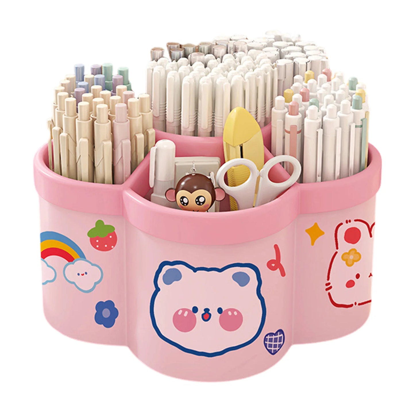 Multifunctional Rotating Pen Holder Desk Organizer Large Capacity Plastic Creative Storage Container Office Student Stationery
