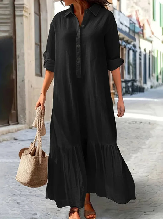 Casual Long Sleeve Woman Dress Office Lady Spring Summer Fashion Elegant Solid Shirt Dress Dresses For Women 2026 Female Robe