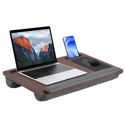 Portable Laptop Desk Multi-purpose Wooden Computer Studying Table With Handle Mouse Pad & Phone Holder For Home Office Travel