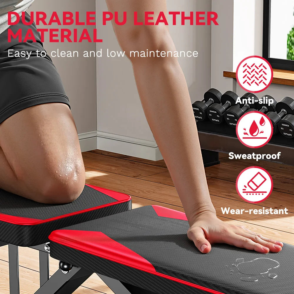 Adjustable Weight Bench with Resistance Bands Folding Weight Bench for Full Body Workout Home Quick Folding Versatile