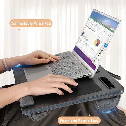 Portable Laptop Desk Multi-purpose Wooden Computer Studying Table With Handle Mouse Pad & Phone Holder For Home Office Travel
