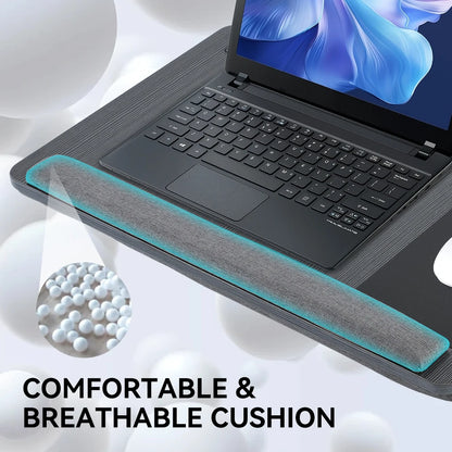 Portable Laptop Desk Multi-purpose Wooden Computer Studying Table With Handle Mouse Pad & Phone Holder For Home Office Travel