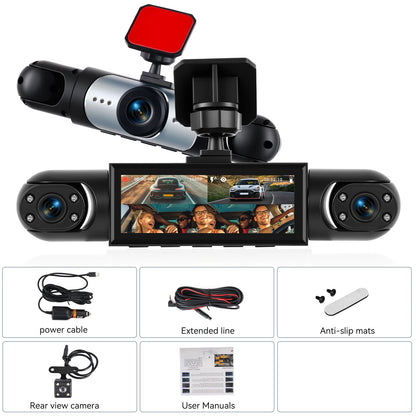Podofo 3.16 Inch Car Dash Cam 1080P & 3*480P Car Recording Camera Car DVR For Car Revesing Front Left Right Rear View Camera