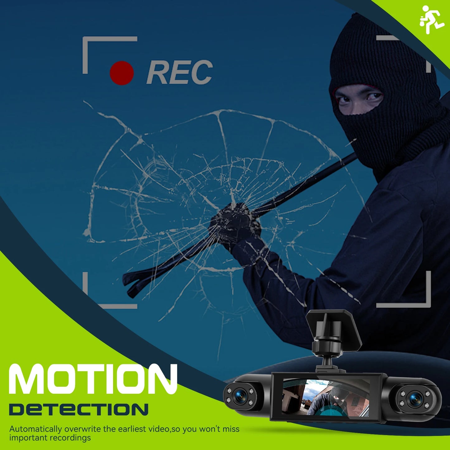Podofo 3.16 Inch Car Dash Cam 1080P & 3*480P Car Recording Camera Car DVR For Car Revesing Front Left Right Rear View Camera