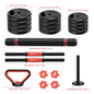3-in-1 Dumbbells Set 20 kg Adjustable Dumbbells with Extra Barbell Bar Plastic-Coated Weight Plates Fitness Exercise Home Gym