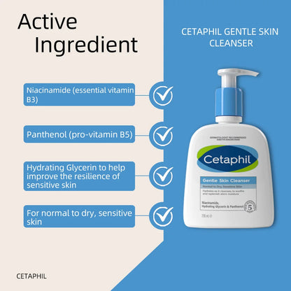 CETAPHIL GENTLE SKIN CLEANSER 473ML,  vitamin B3, B5, hydrating Glycerin, Suitable dry & sensitive skin