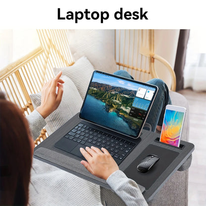 Portable Laptop Desk Multi-purpose Wooden Computer Studying Table With Handle Mouse Pad & Phone Holder For Home Office Travel