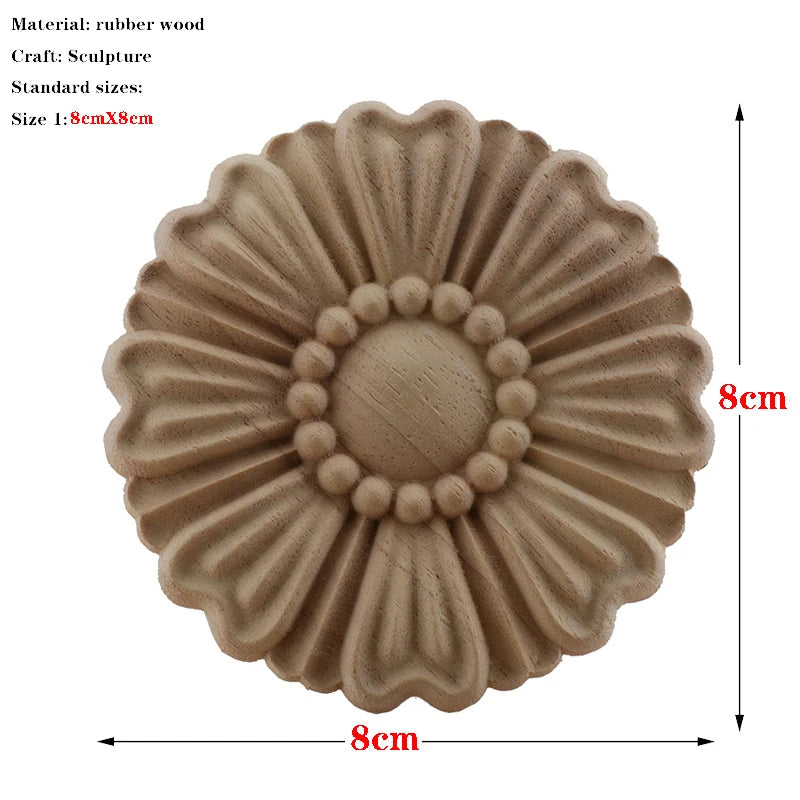 RUNBAZEF European Carved Unpainted Retro Mouldings Wood Applique Wood Decal Long Oval Rubber Home Furniture Walls Hot Sale NEW