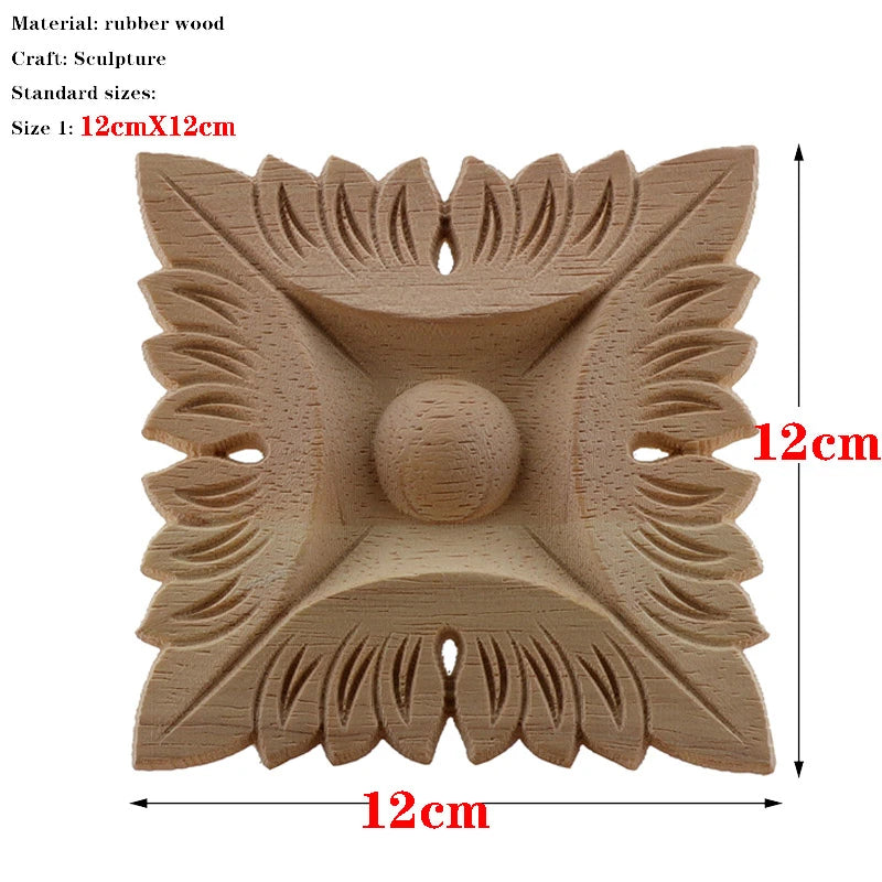RUNBAZEF European Carved Unpainted Retro Mouldings Wood Applique Wood Decal Long Oval Rubber Home Furniture Walls Hot Sale NEW