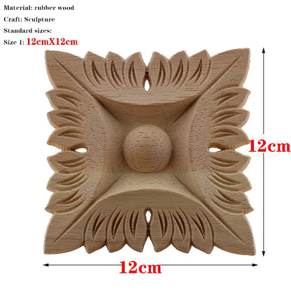 RUNBAZEF European Carved Unpainted Retro Mouldings Wood Applique Wood Decal Long Oval Rubber Home Furniture Walls Hot Sale NEW