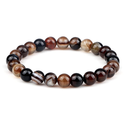 Men Energy Beaded Bracelet 8mm Natural Tiger Eye Stone Lava Rock Agates Stretch Bracelets Bangle Women Yoga Healing Jewelry Gift