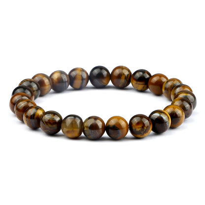 Men Energy Beaded Bracelet 8mm Natural Tiger Eye Stone Lava Rock Agates Stretch Bracelets Bangle Women Yoga Healing Jewelry Gift