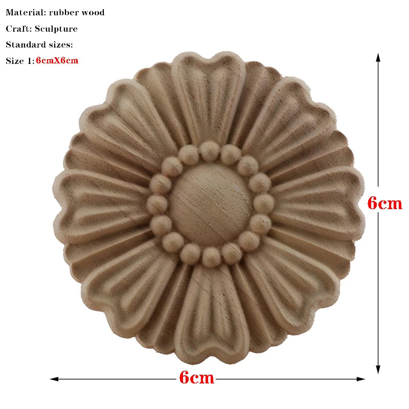 RUNBAZEF European Carved Unpainted Retro Mouldings Wood Applique Wood Decal Long Oval Rubber Home Furniture Walls Hot Sale NEW