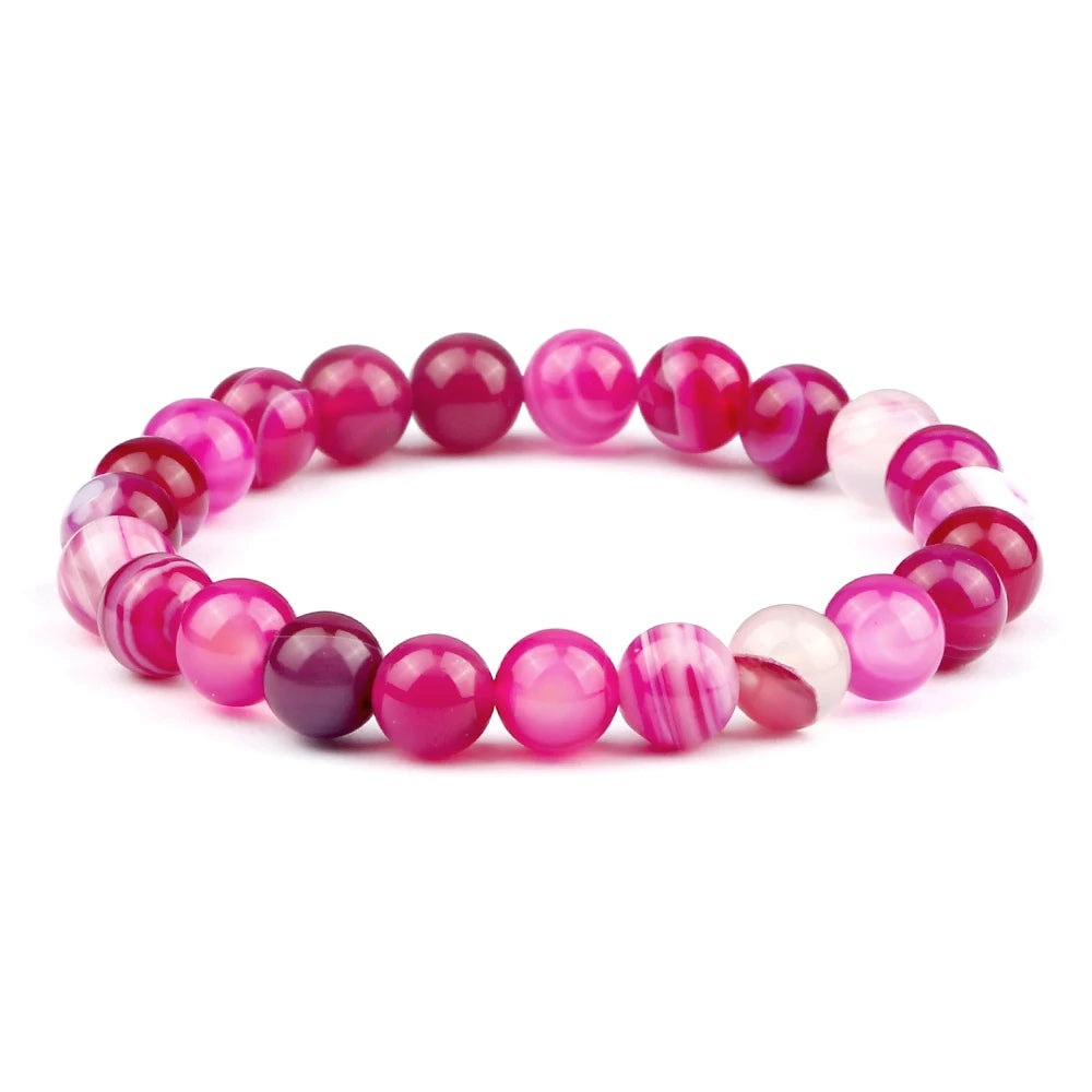 Men Energy Beaded Bracelet 8mm Natural Tiger Eye Stone Lava Rock Agates Stretch Bracelets Bangle Women Yoga Healing Jewelry Gift