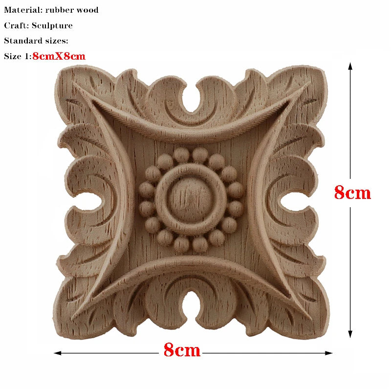 RUNBAZEF European Carved Unpainted Retro Mouldings Wood Applique Wood Decal Long Oval Rubber Home Furniture Walls Hot Sale NEW