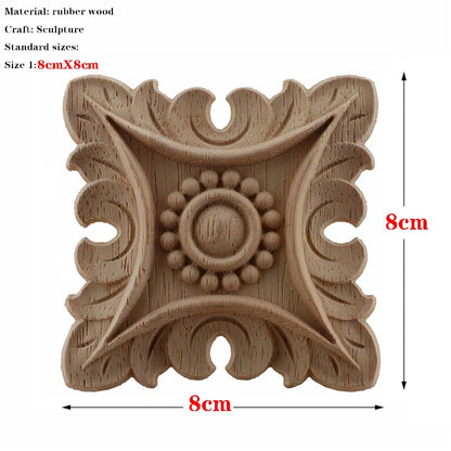 RUNBAZEF European Carved Unpainted Retro Mouldings Wood Applique Wood Decal Long Oval Rubber Home Furniture Walls Hot Sale NEW