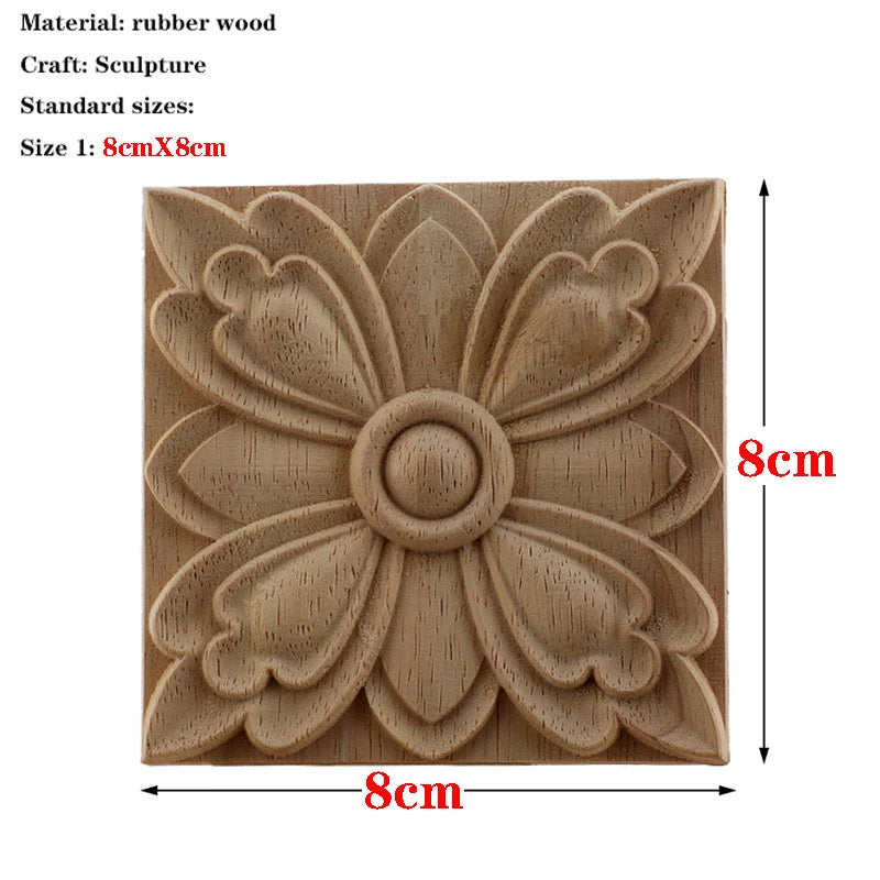 RUNBAZEF European Carved Unpainted Retro Mouldings Wood Applique Wood Decal Long Oval Rubber Home Furniture Walls Hot Sale NEW