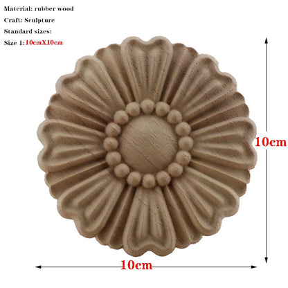 RUNBAZEF European Carved Unpainted Retro Mouldings Wood Applique Wood Decal Long Oval Rubber Home Furniture Walls Hot Sale NEW