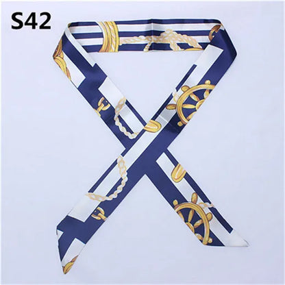 47 Colors Brand Bandana Small Silk Bag Scarf Women Head Hijab Scarf Long Skinny Scarves For Ladies Fashion Headband