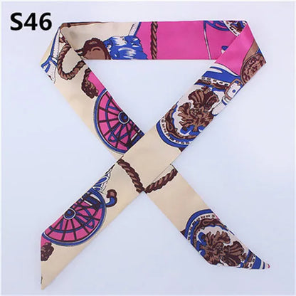 47 Colors Brand Bandana Small Silk Bag Scarf Women Head Hijab Scarf Long Skinny Scarves For Ladies Fashion Headband