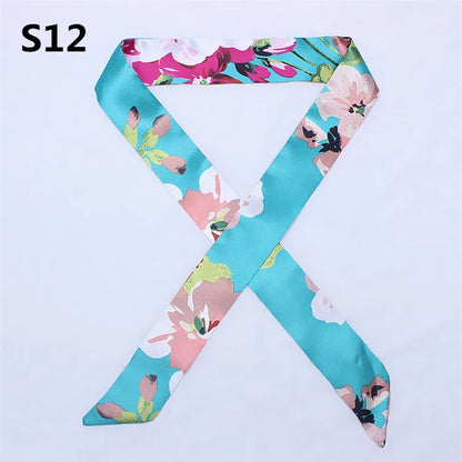 47 Colors Brand Bandana Small Silk Bag Scarf Women Head Hijab Scarf Long Skinny Scarves For Ladies Fashion Headband