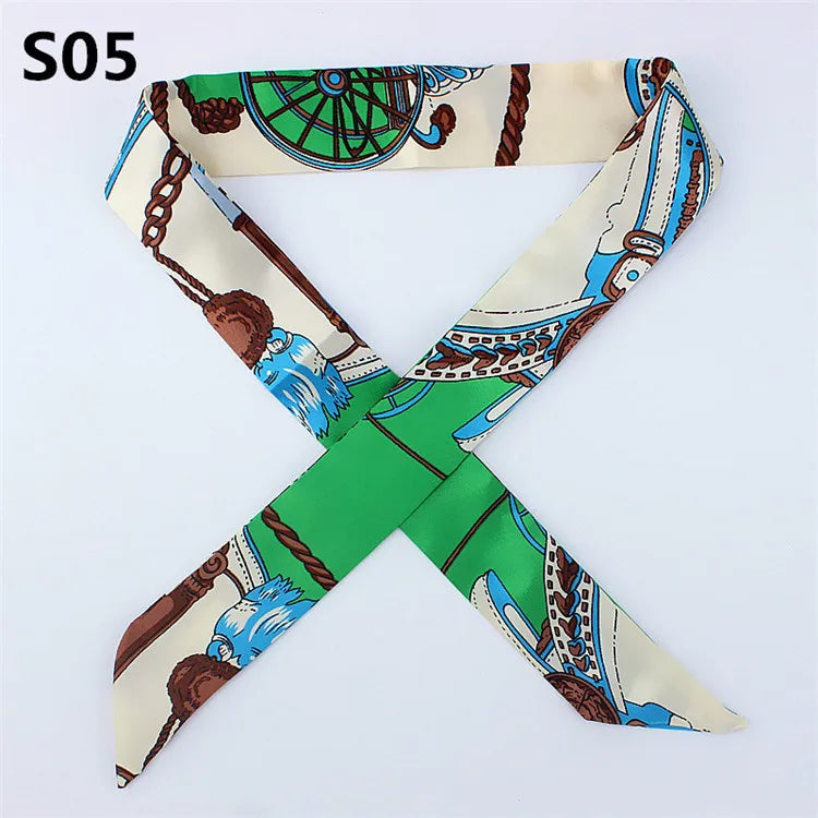47 Colors Brand Bandana Small Silk Bag Scarf Women Head Hijab Scarf Long Skinny Scarves For Ladies Fashion Headband
