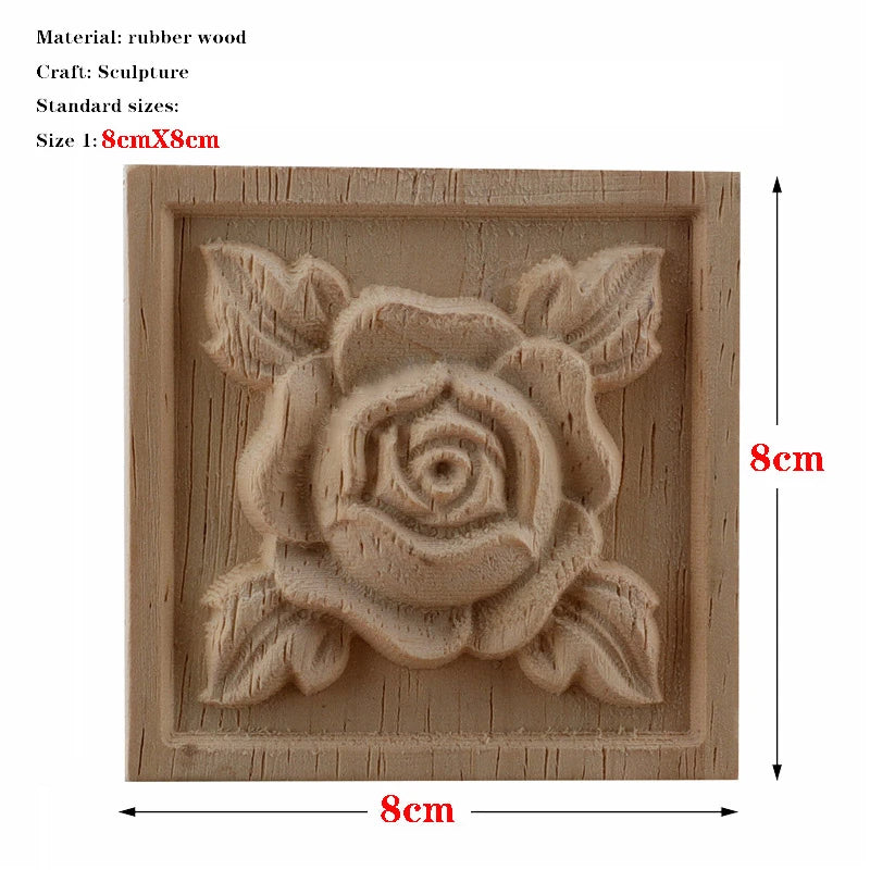 RUNBAZEF European Carved Unpainted Retro Mouldings Wood Applique Wood Decal Long Oval Rubber Home Furniture Walls Hot Sale NEW