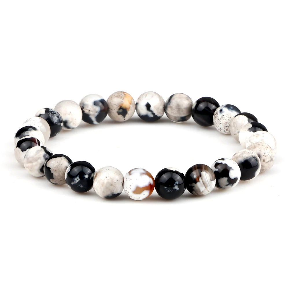 Men Energy Beaded Bracelet 8mm Natural Tiger Eye Stone Lava Rock Agates Stretch Bracelets Bangle Women Yoga Healing Jewelry Gift