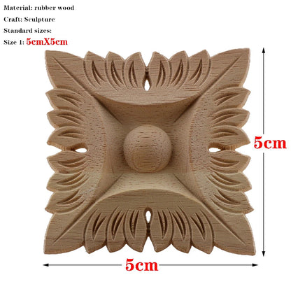 RUNBAZEF European Carved Unpainted Retro Mouldings Wood Applique Wood Decal Long Oval Rubber Home Furniture Walls Hot Sale NEW