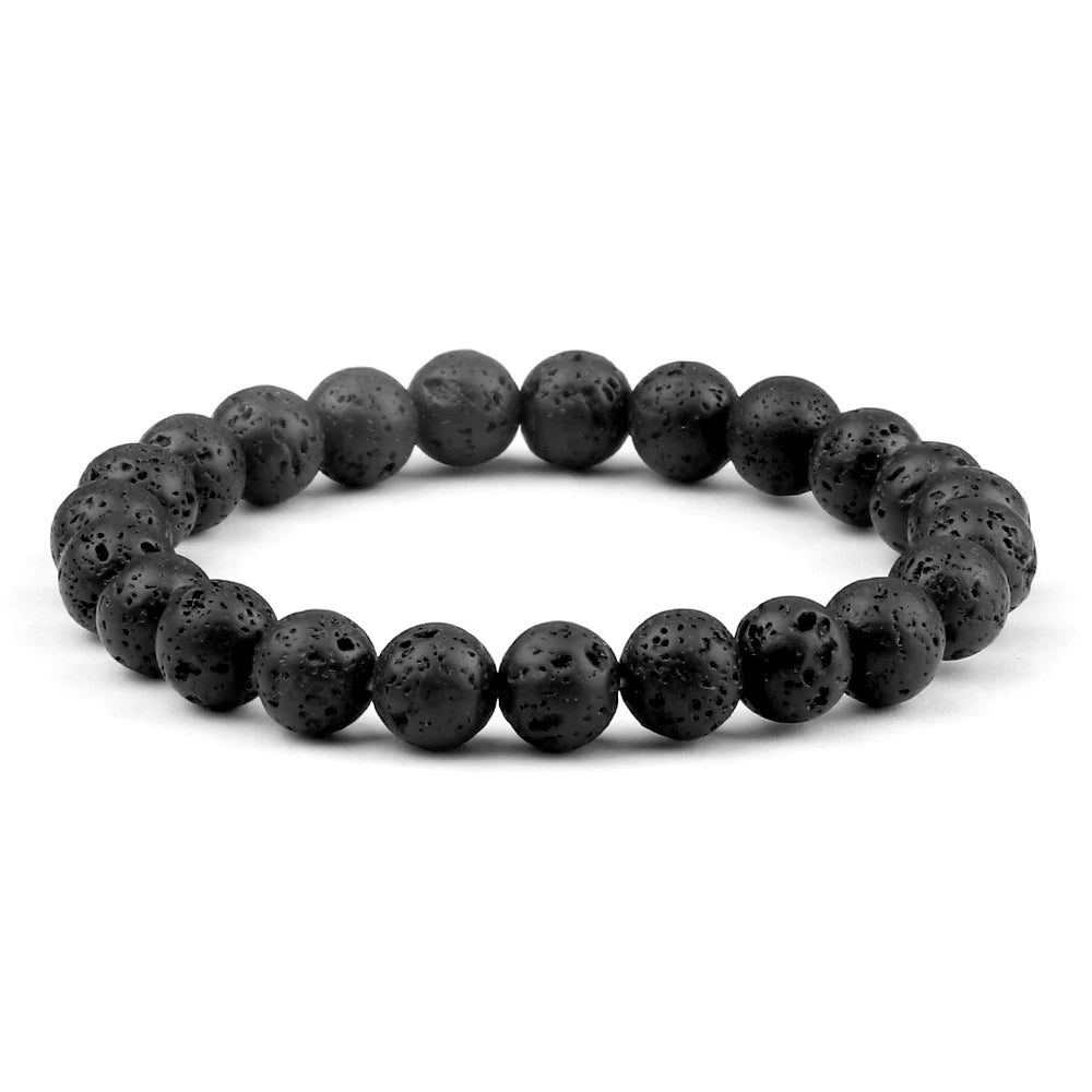 Men Energy Beaded Bracelet 8mm Natural Tiger Eye Stone Lava Rock Agates Stretch Bracelets Bangle Women Yoga Healing Jewelry Gift