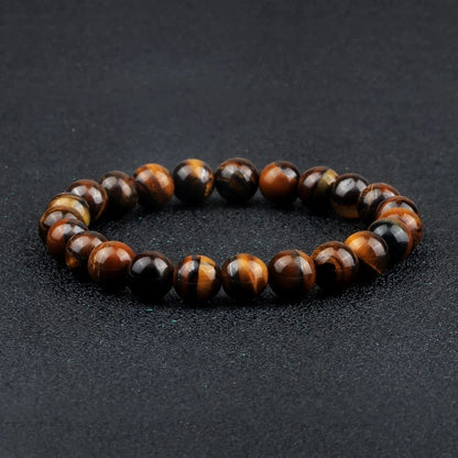 Men Energy Beaded Bracelet 8mm Natural Tiger Eye Stone Lava Rock Agates Stretch Bracelets Bangle Women Yoga Healing Jewelry Gift