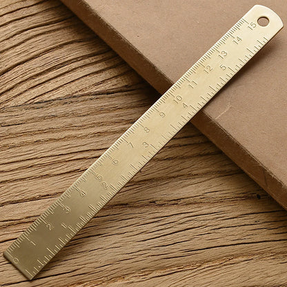 Vintage Brass Straight Ruler For Students Creative Metal Triangle Ruler Protractor Stationery Measuring Tool School Supplies New