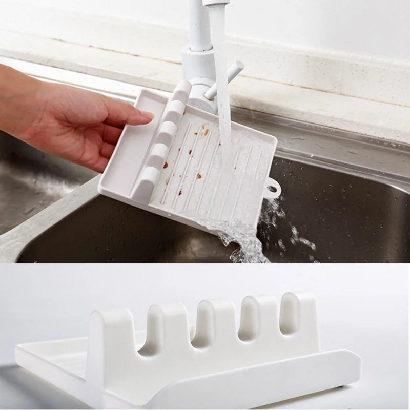 Kitchen Spoon Holder Spatula Rack Organizer Pot Lid Stand Kitchen Accessories Gadgets Tools Home Camping Picnic Non-slip Pad