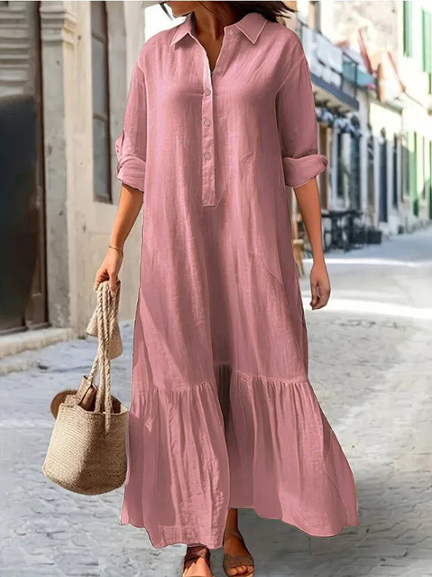 Casual Long Sleeve Woman Dress Office Lady Spring Summer Fashion Elegant Solid Shirt Dress Dresses For Women 2026 Female Robe