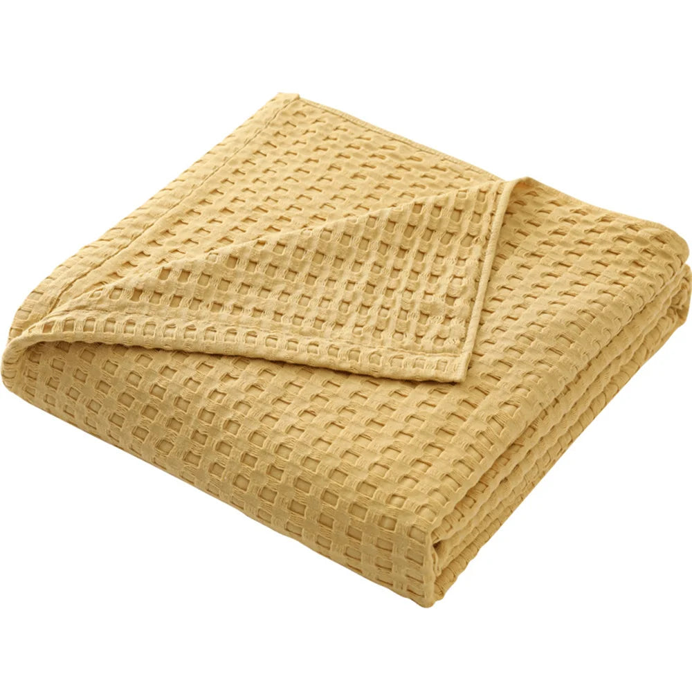 Premium Pure Cotton Waffle Weave Thermal Blanket Soft Comfortable Throw Blankets Lightweight Bed Cover Bedspreads All Season