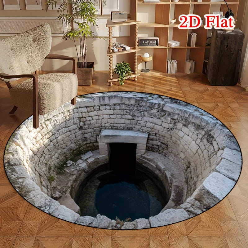 Soft Fluffy Round Area Rug Non Slip Machine Washable Entryway Living Room Bedroom Patio Garden Decor Indoor Outdoor Carpet