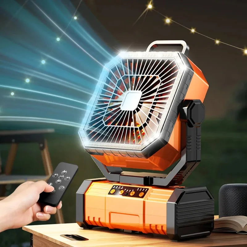Camping Ceiling Fan 20000Mah Rechargeable Camping Circulator with Light and Remote Control Cool Air Circulation Camping Fan