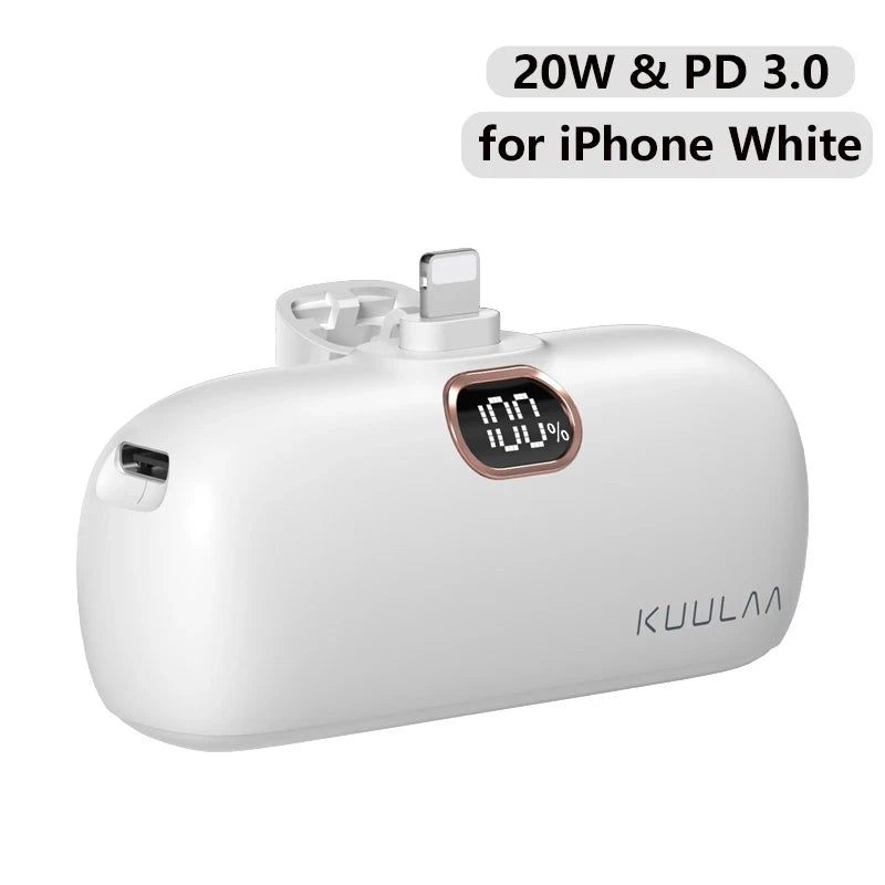KUULAA Mini Power Bank 5000mAh Portable Charger PowerBank QC PD Fast Charging External Battery For iPhone 16 15 14 13 Xiaomi