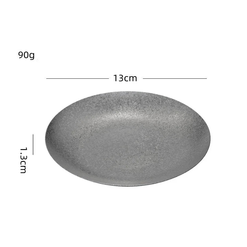 Retro Cutlery Set Plates Dinnerware Bowls Dining Plates Sauce Dish Fruit Bowl Double Wall Cup 304 Stainless Steel Cutlery