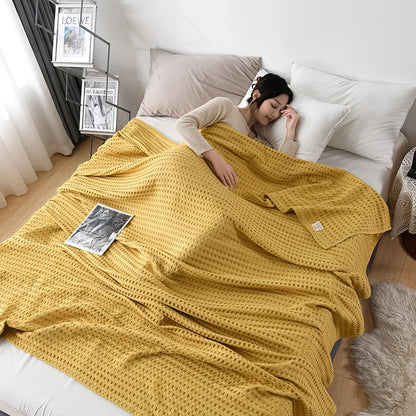 Premium Pure Cotton Waffle Weave Thermal Blanket Soft Comfortable Throw Blankets Lightweight Bed Cover Bedspreads All Season