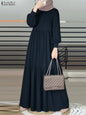 ZANZEA Elegant Muslim Abaya Hijab Long Dress Women Long Sleeve Ramadan Robe Spring Sundress Solid Loose Maxi Vestido Kaftan 2026