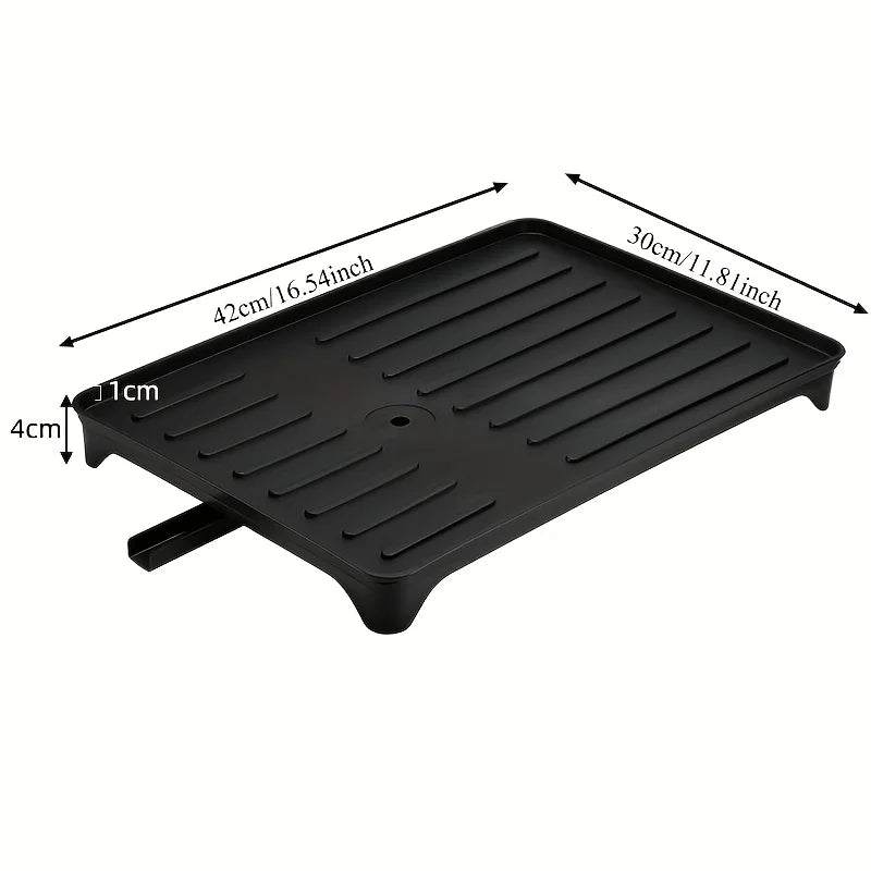 Heavy-Duty Plastic Sink Base with Drain Board - Clog-Resistant Drain System & Dish Drying Rack, Under-Sink Storage Organizer