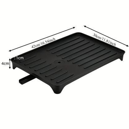 Heavy-Duty Plastic Sink Base with Drain Board - Clog-Resistant Drain System & Dish Drying Rack, Under-Sink Storage Organizer