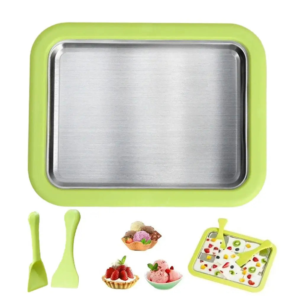 Multifunctional Rolled Ice Cream Maker Stainless Steel Stir Fried Ice Tray DIY Household Frozen Yogurt Maker Child's Homemade