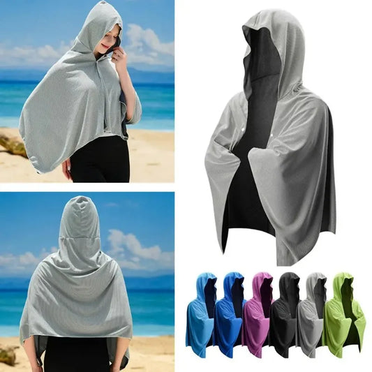 60*140cm Ice Cool Towel Beach Poncho Cover Up Quick Dry Super Absorbent Oversized Hoody Towel Wrap For Swimming Beach Pool Party