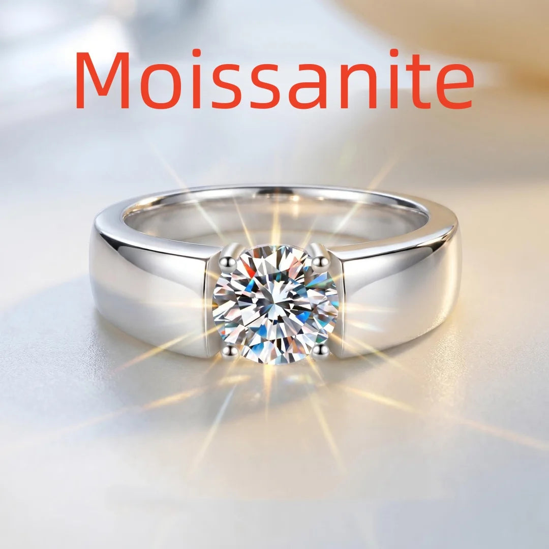 1ct Moissanite Diamond Engagement Couple Rings For Woman Men Gift Real 925 Sterling Silver Top Quality Fine Jewelry